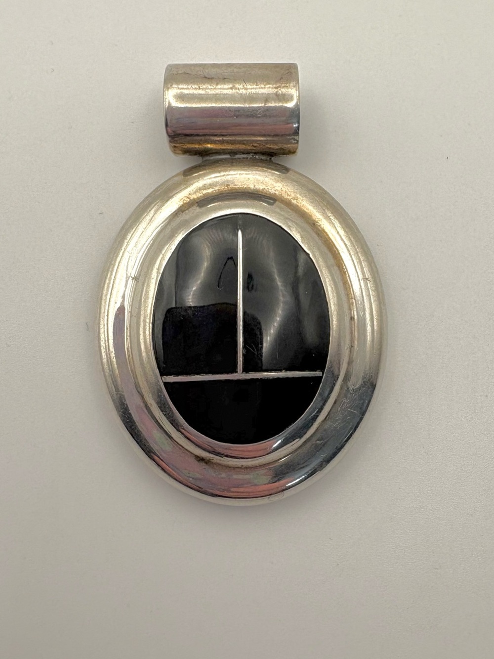 Sterling Silver Onyx Inlay Pendant